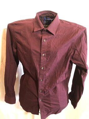 Apt 9 MEDIUM Slim Fit Premier Flex Maroon Long Sleeve Shirt 22" Pit to Pit